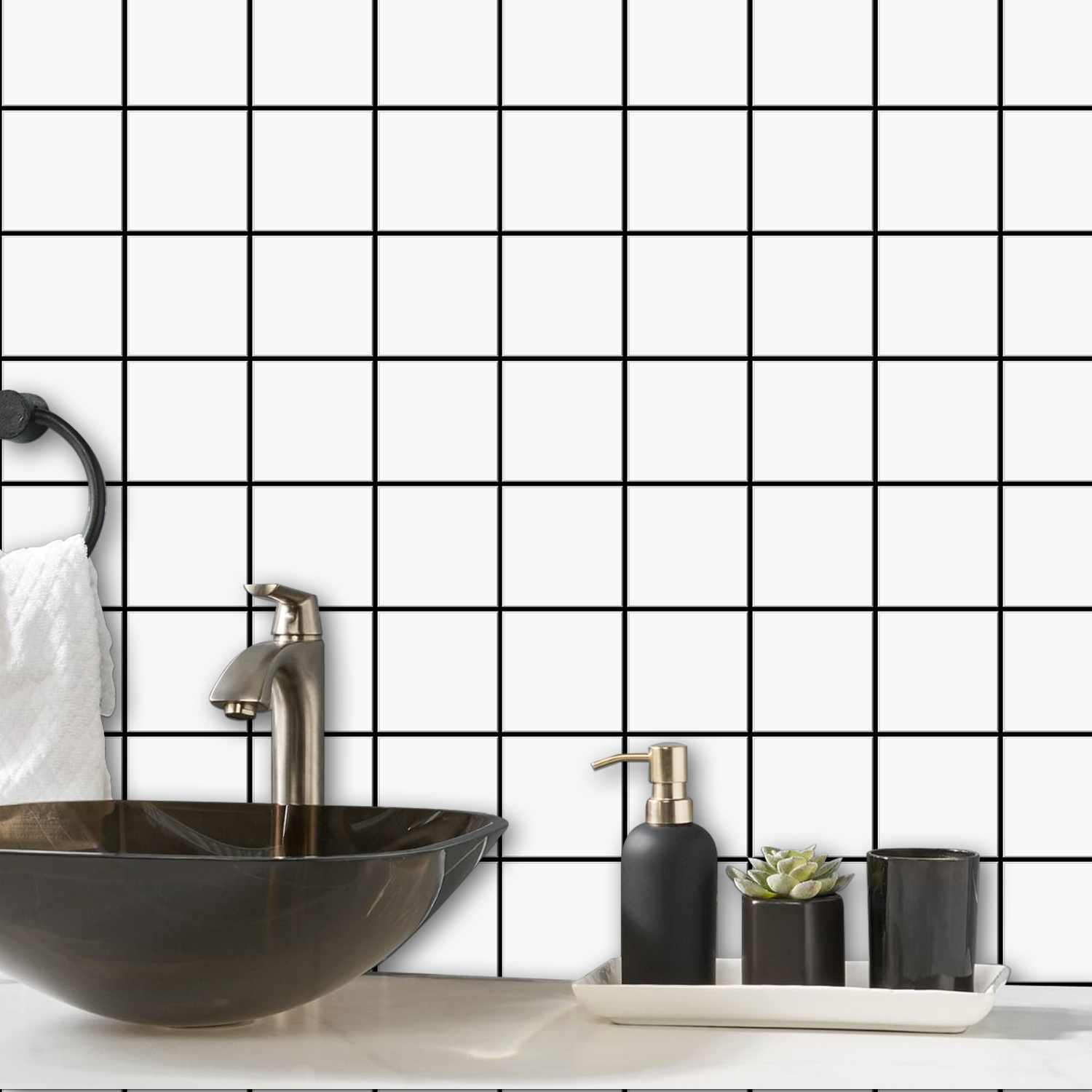 Commercial Kitchen Wall Panels - 10pcs 프리미엄 스퀘어 벽 타일 스티커