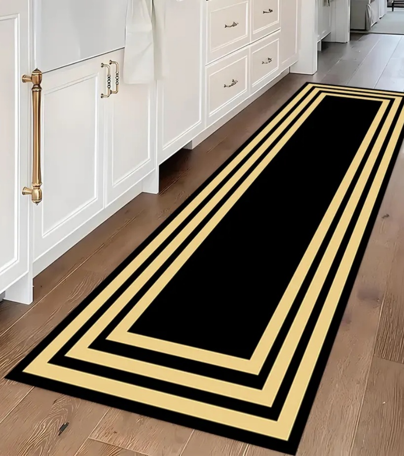 Commercial Kitchen Non Slip Flooring - 럭셔리 블랙 골드 그리스 키 무늬