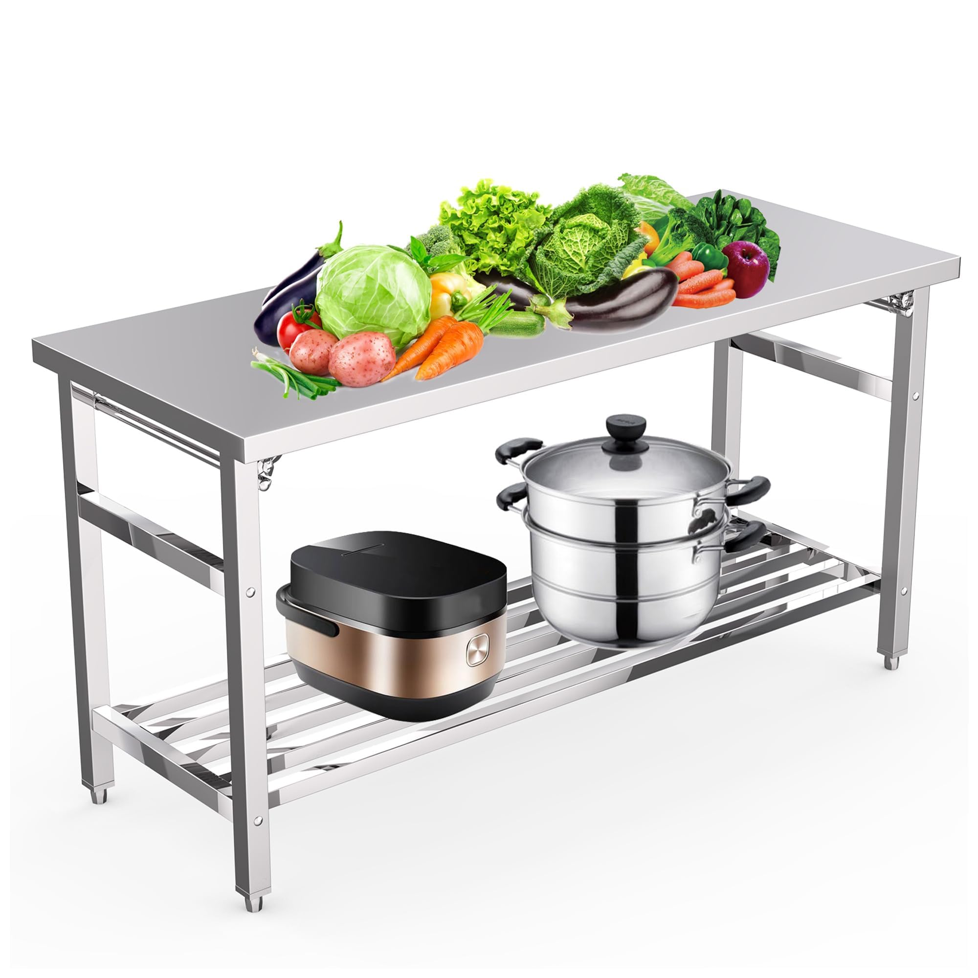 Commercial Kitchen Prep Table - 60인치×24인치 접이식 스테인리스 스틸 준비대, NSF