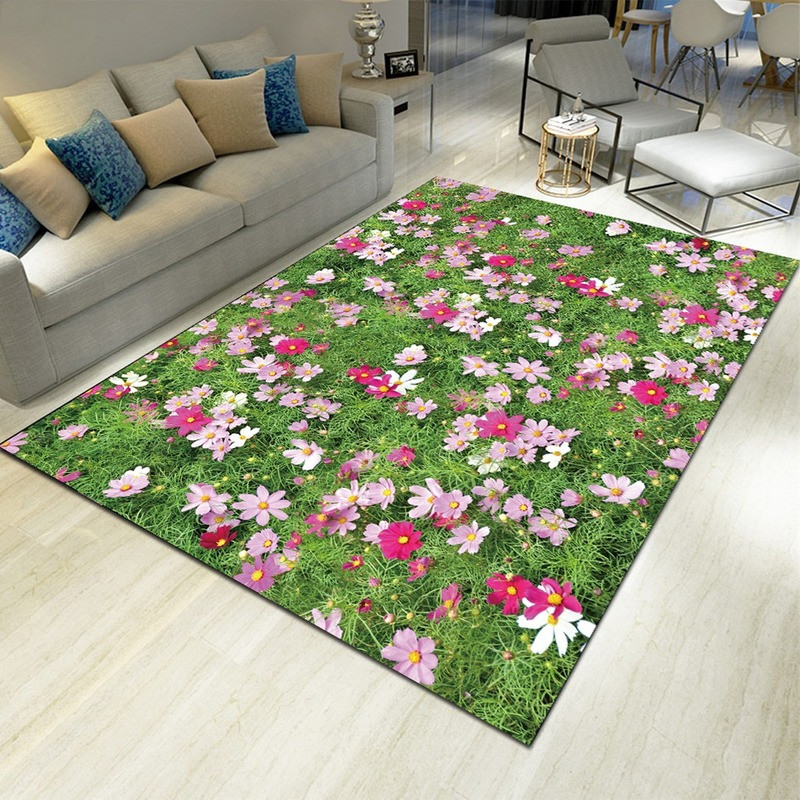 Commercial Kitchen Non Slip Flooring - 풍경 꽃무늬 프린트 카펫 홈 데코
