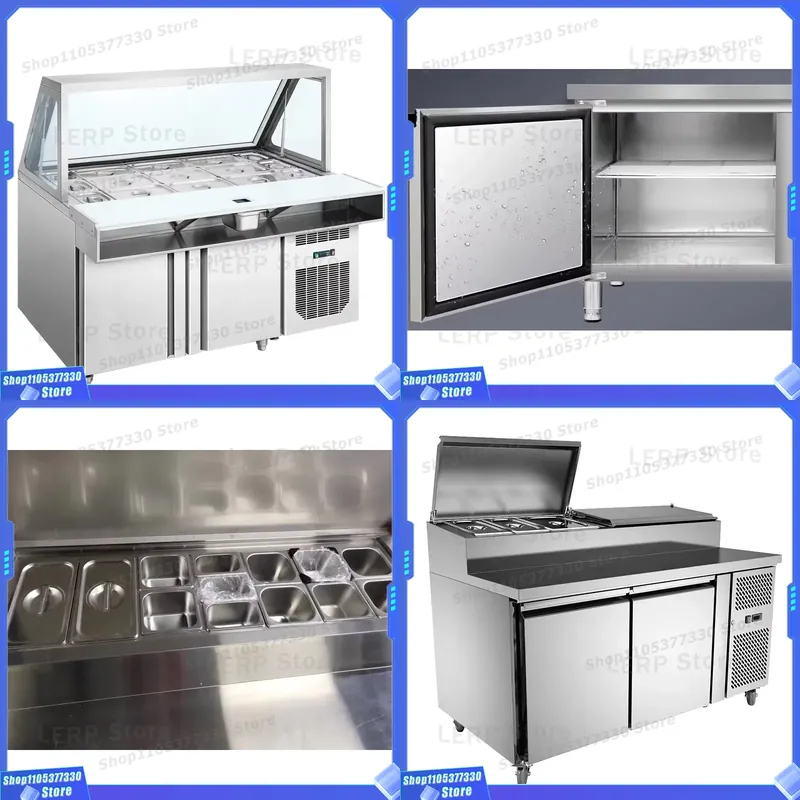 Commercial Kitchen Prep Table - 상업용 스테인리스 냉장 준비대 샐러드 바
