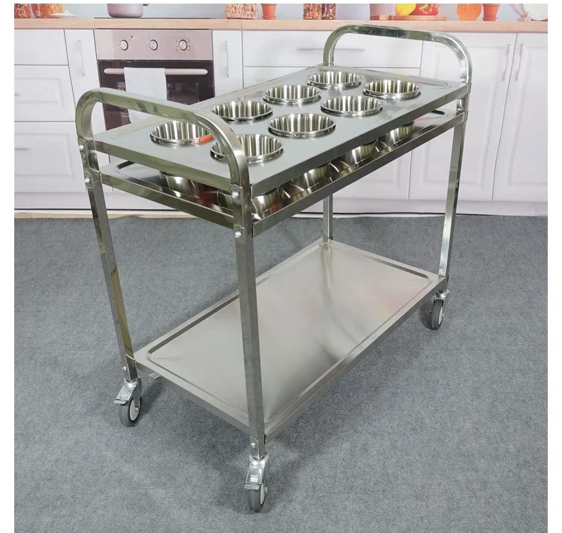Commercial Kitchen Plumbing - 스테인리스 스틸 2단 이동식 조미료 트럭,
