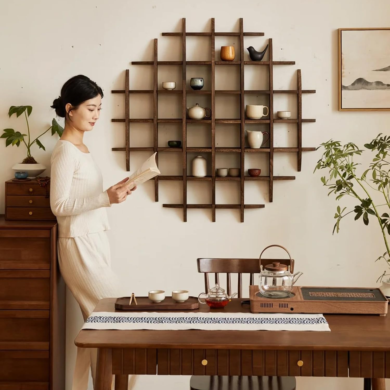 원목 중국식 찻잔 홀더 벽걸이형 찻주전자 진열대 벽 장 - Wall Shelf Commercial Kitchen 리뷰 및 가격
