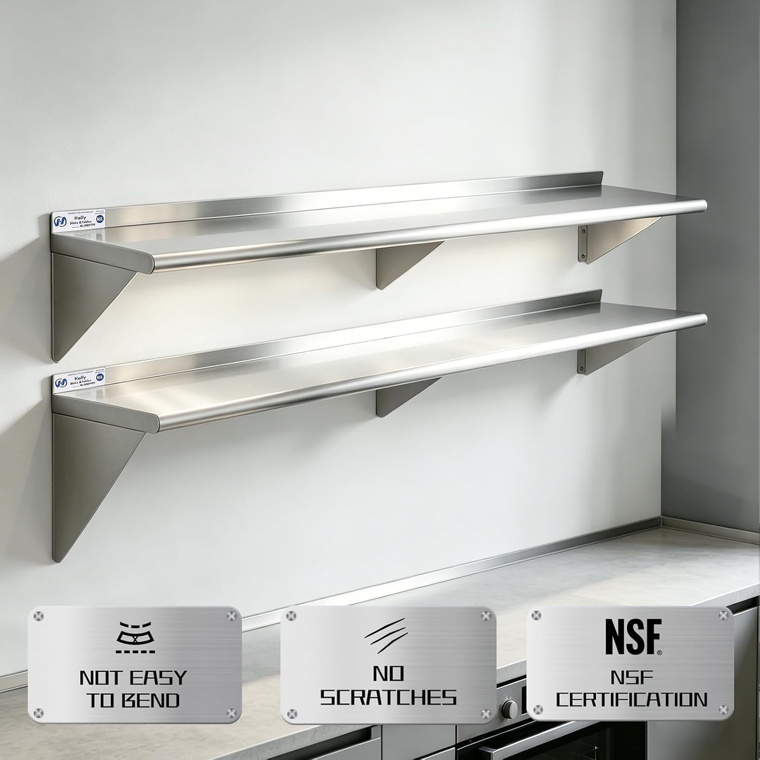 2팩 12인치×60인치 NSF 인증 벽걸이형 스테인리스 - Wall Shelf Commercial Kitchen 리뷰 및 가격