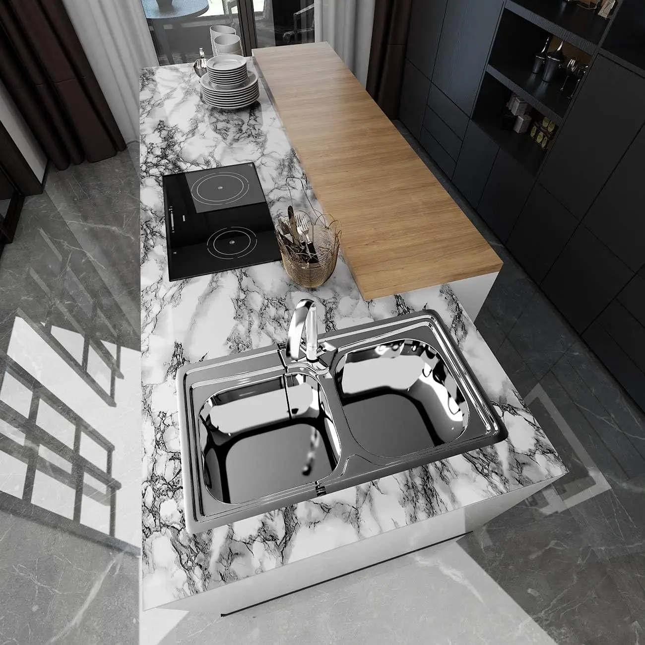 대리석 비닐 자체 접착 벽지, 욕실 주방 찬장 테이블  - Commercial Kitchen Wall Panels 리뷰 및 가격