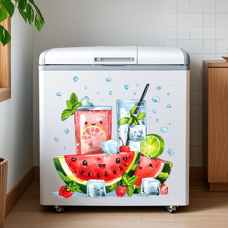 새로운 멋진 여름 수박 음료 벽 스티커 주방 냉장고 데 - Commercial Kitchen Wall Panels 리뷰 및 가격