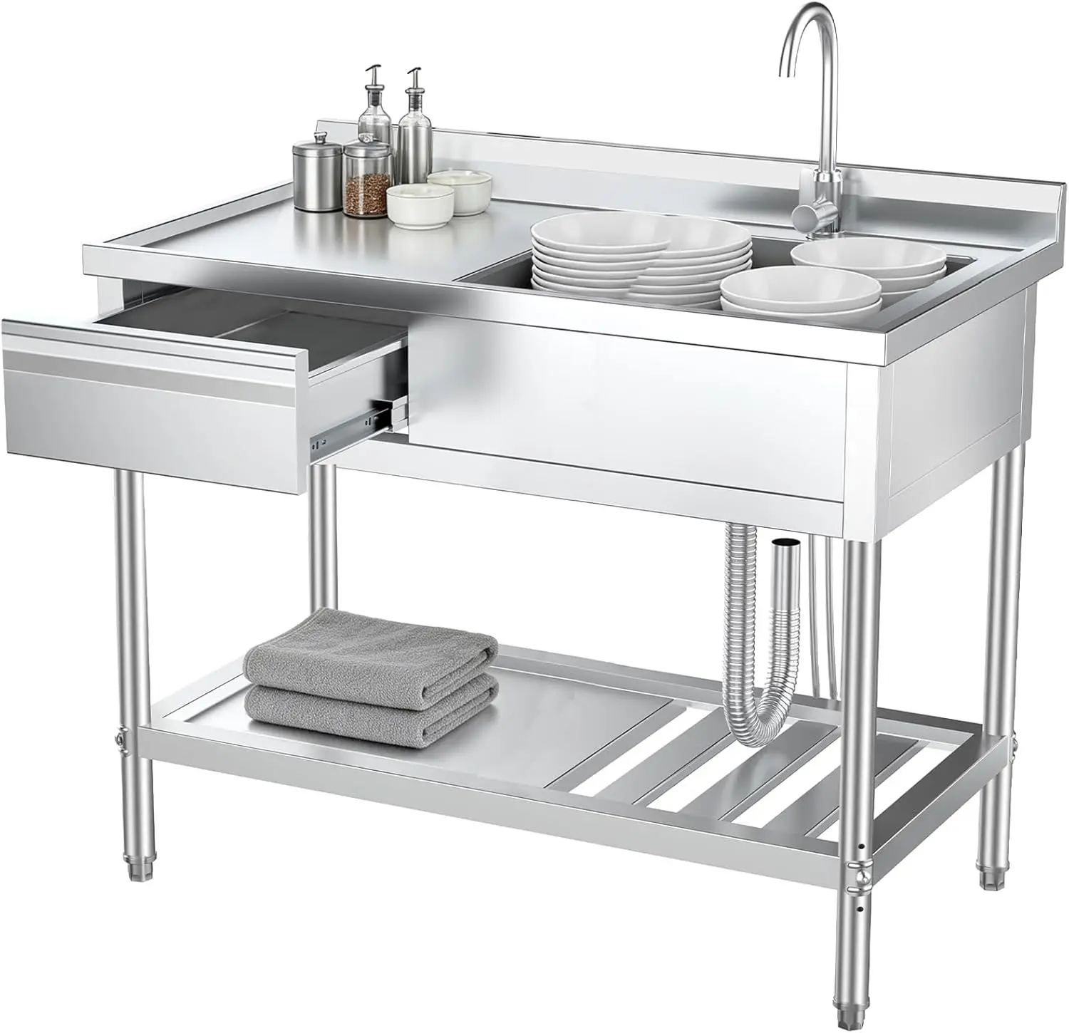 스테인리스 스틸 서랍형 싱크대, 배관 포함, 싱글볼 상 - Commercial Kitchen Plumbing 리뷰 및 가격