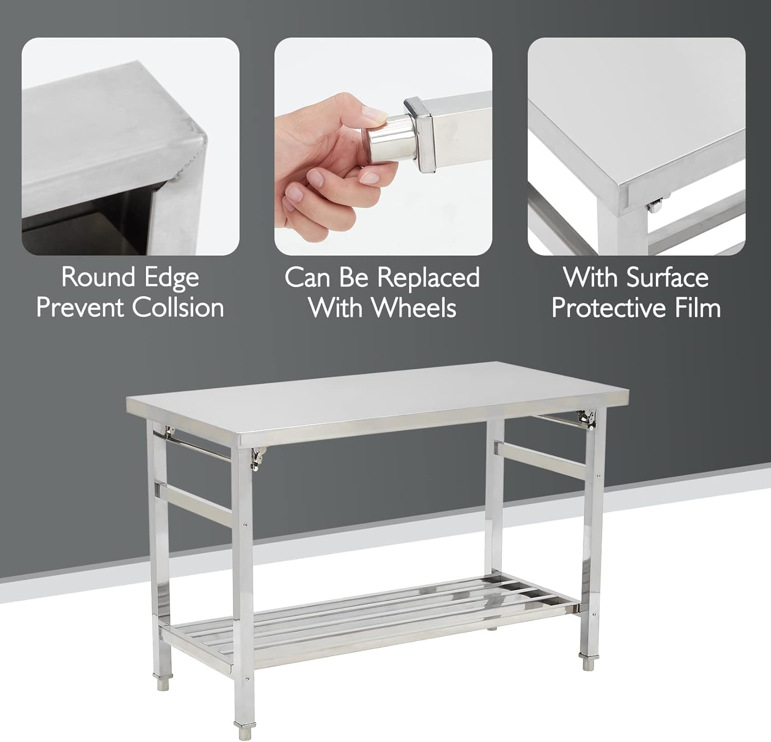 60인치×24인치 접이식 스테인리스 스틸 준비대, NS - Commercial Kitchen Prep Table 리뷰 및 가격