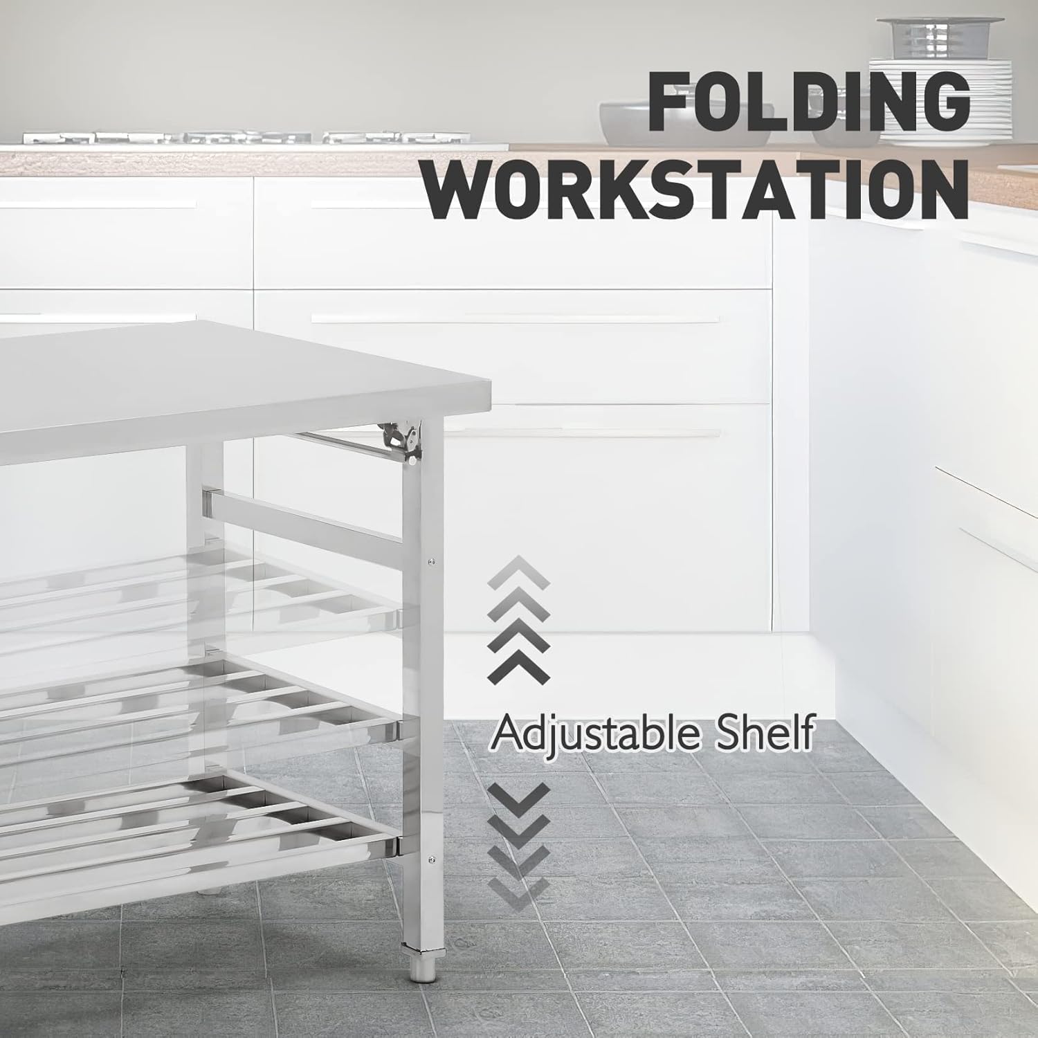 60인치×24인치 접이식 스테인리스 스틸 준비대, NS - Commercial Kitchen Prep Table 리뷰 및 가격