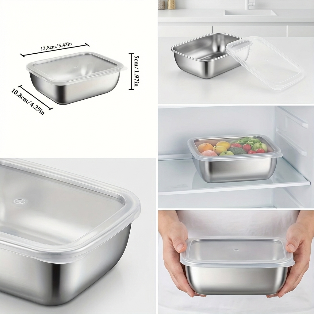 스테인리스 스틸 식품 보관 용기 5개 세트, 쌓을 수  - Commercial Kitchen Supplies 리뷰 및 가격