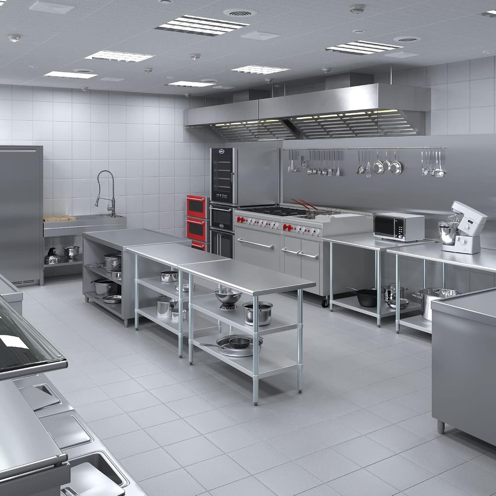 스테인리스 스틸 테이블 + 캐스터 추가 |   43 사 - Commercial Kitchen Prep Table 리뷰 및 가격