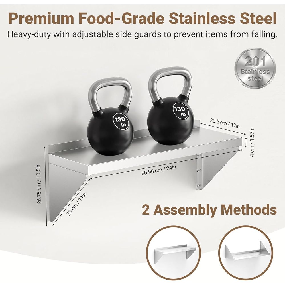 스테인리스 스틸 벽 선반 12 x 24 260lb, 금 - Wall Shelf Commercial Kitchen 리뷰 및 가격