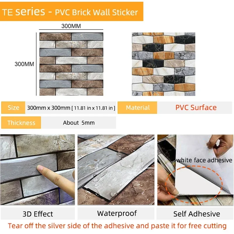 10PCS 벽 스티커 방수 PVC 모조 벽돌 배경 화면 - Commercial Kitchen Wall 리뷰 및 가격